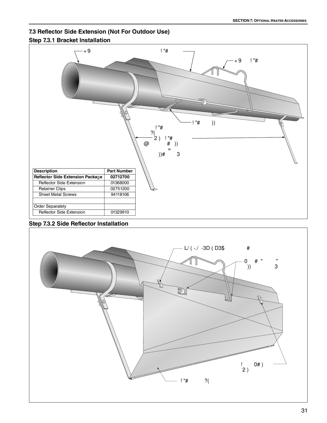 Roberts Gorden HE-175, HE-60, HE-80, HE-40, HE-100, HE-150, HE-125 service manual Side Reflector Installation 