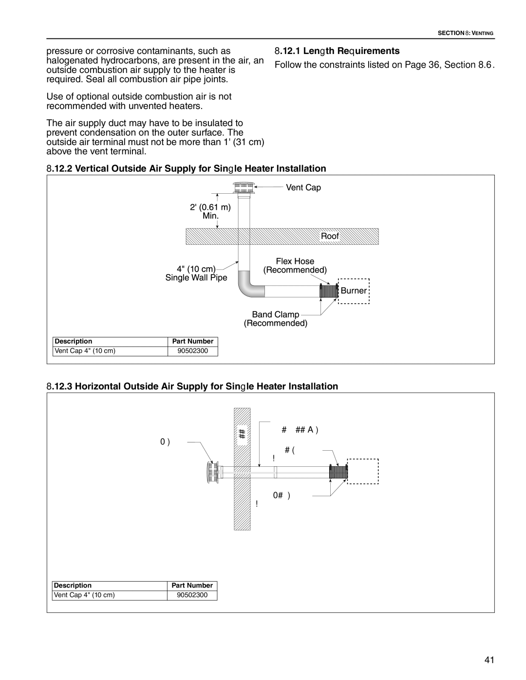 Roberts Gorden HE-150, HE-60, HE-80, HE-175, HE-40, HE-100, HE-125 Vertical Outside Air Supply for Single Heater Installation 