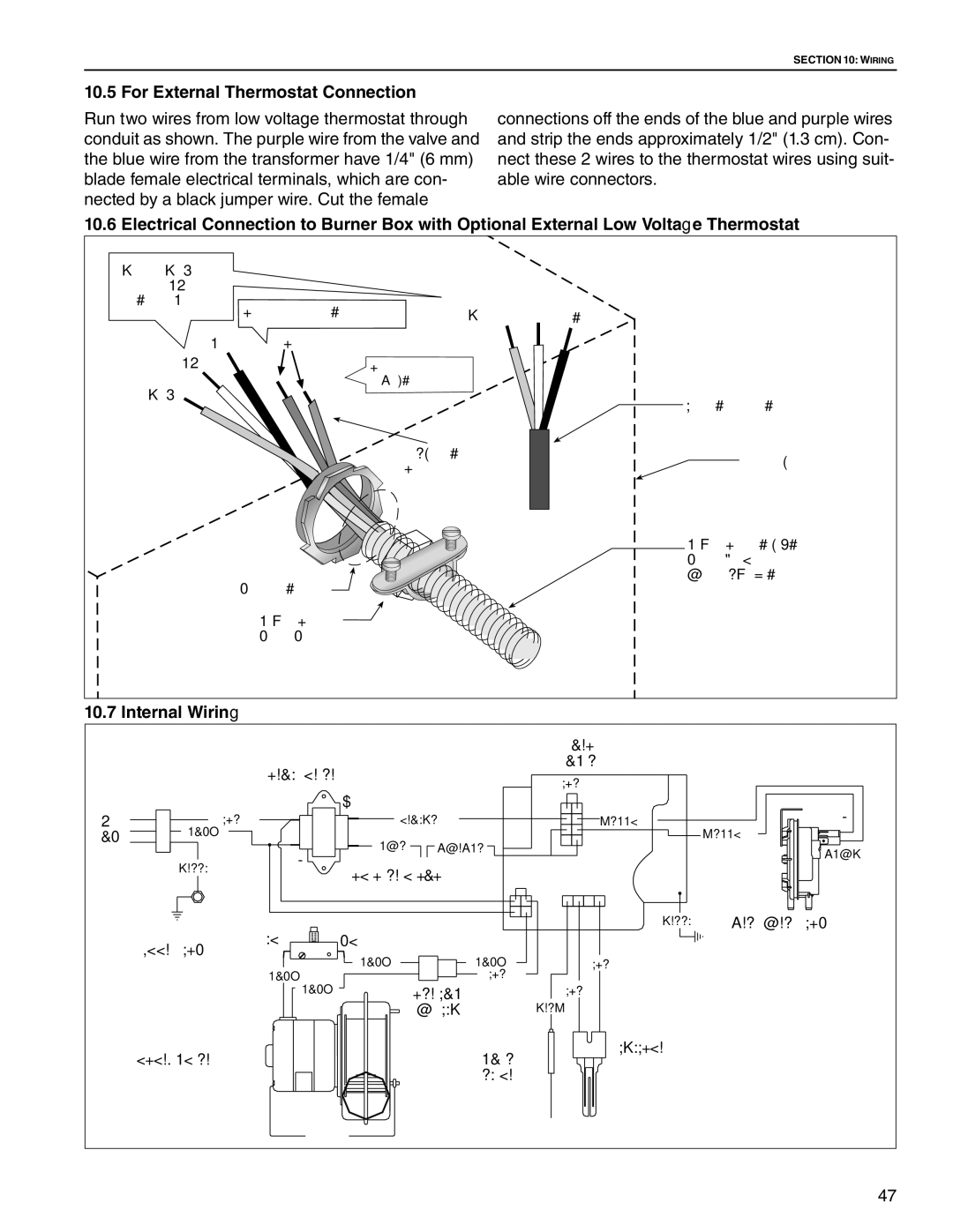 Roberts Gorden HE-100, HE-60, HE-80, HE-175, HE-40, HE-150, HE-125 For External Thermostat Connection, Internal Wiring 