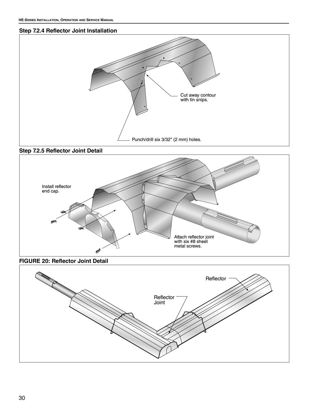 Roberts Gorden HE-80, HE-60, HE-175 2.4 Reflector Joint Installation, 2.5 Reflector Joint Detail Reflector Joint Detail 