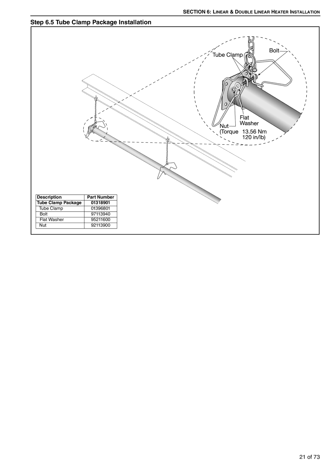 Roberts Gorden HE50UT, HE20ST, HE50DL, HE45UT, HE30DL, HE50ST, HE35UT, HE45ST, HE25UT, HE40DL Tube Clamp Package Installation 