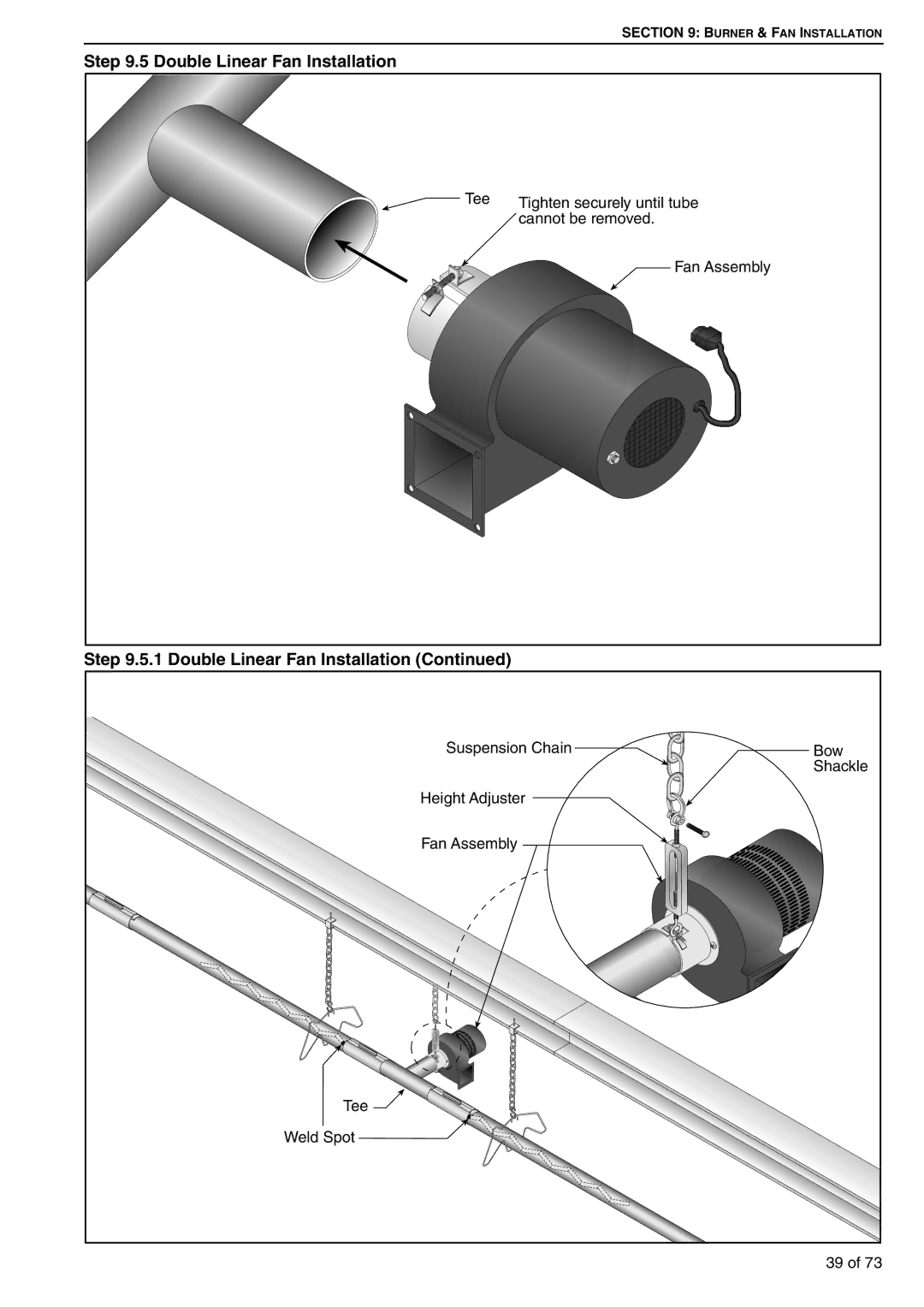 Roberts Gorden HE30DL, HE20ST, HE50DL, HE45UT, HE50ST, HE35UT, HE50UT, HE45ST, HE25UT, HE40DL Double Linear Fan Installation 