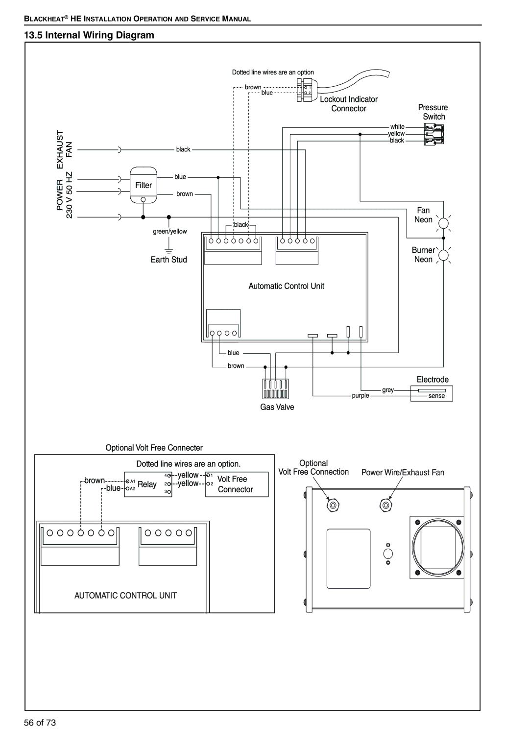 Roberts Gorden HE35ST, HE20ST, HE50DL, HE45UT, HE30DL, HE50ST, HE35UT, HE50UT, HE45ST, HE25UT, HE40DL Internal Wiring Diagram 