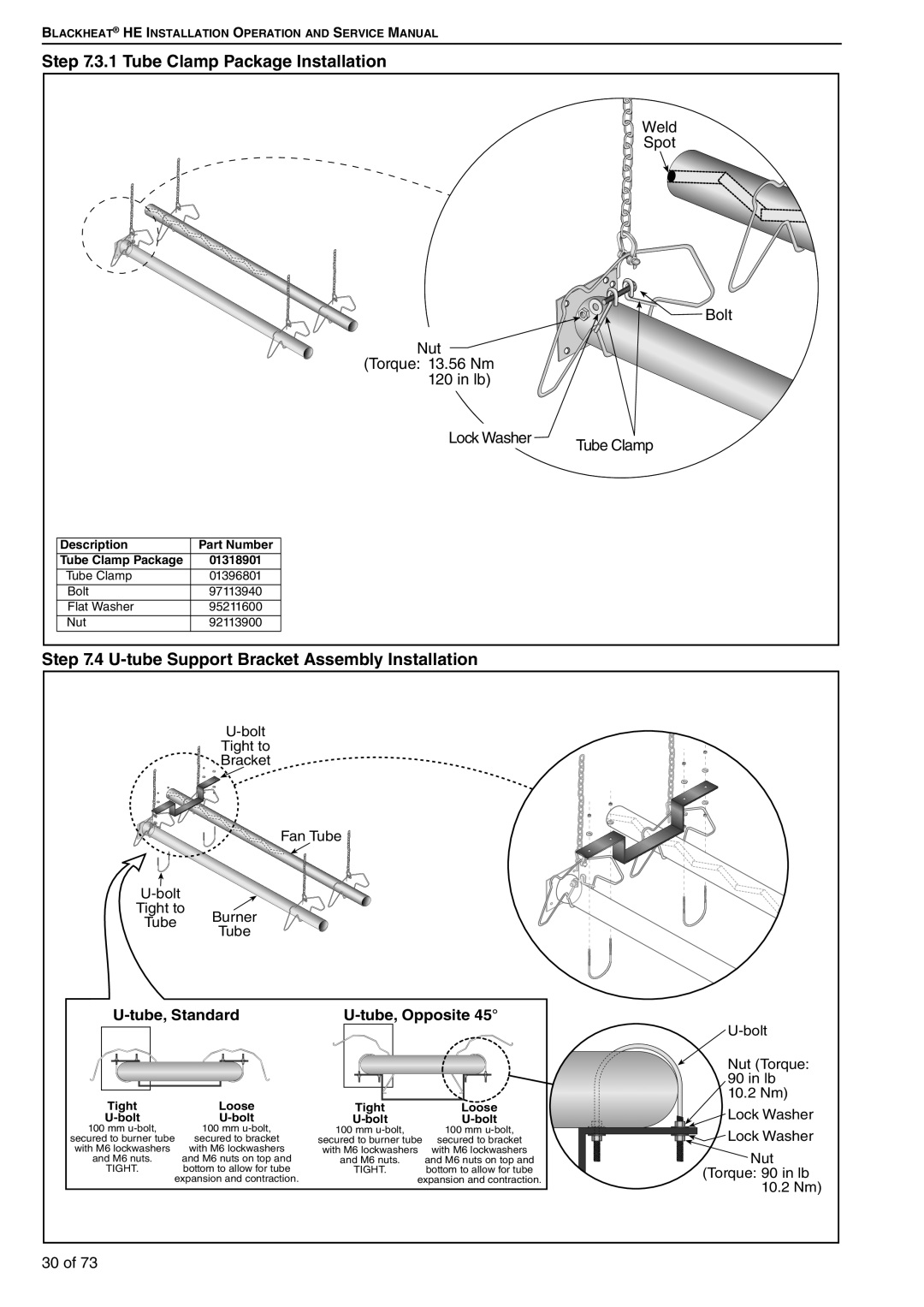 Roberts Gorden HE20UT 3.1 Tube Clamp Package Installation, 4 U-tube Support Bracket Assembly Installation, Description 