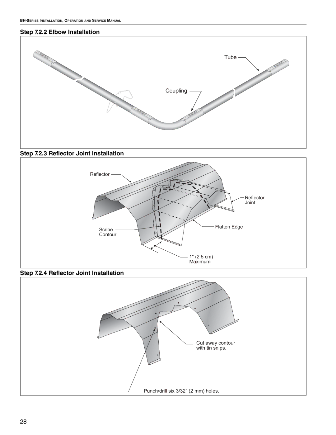 Roberts Gorden Linear Heater manual Elbow Installation, Reflector Joint Installation 