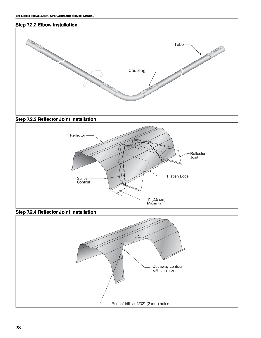 Roberts Gorden Linear Heater 2.2 Elbow Installation, 2.3 Reflector Joint Installation, 2.4 Reflector Joint Installation 