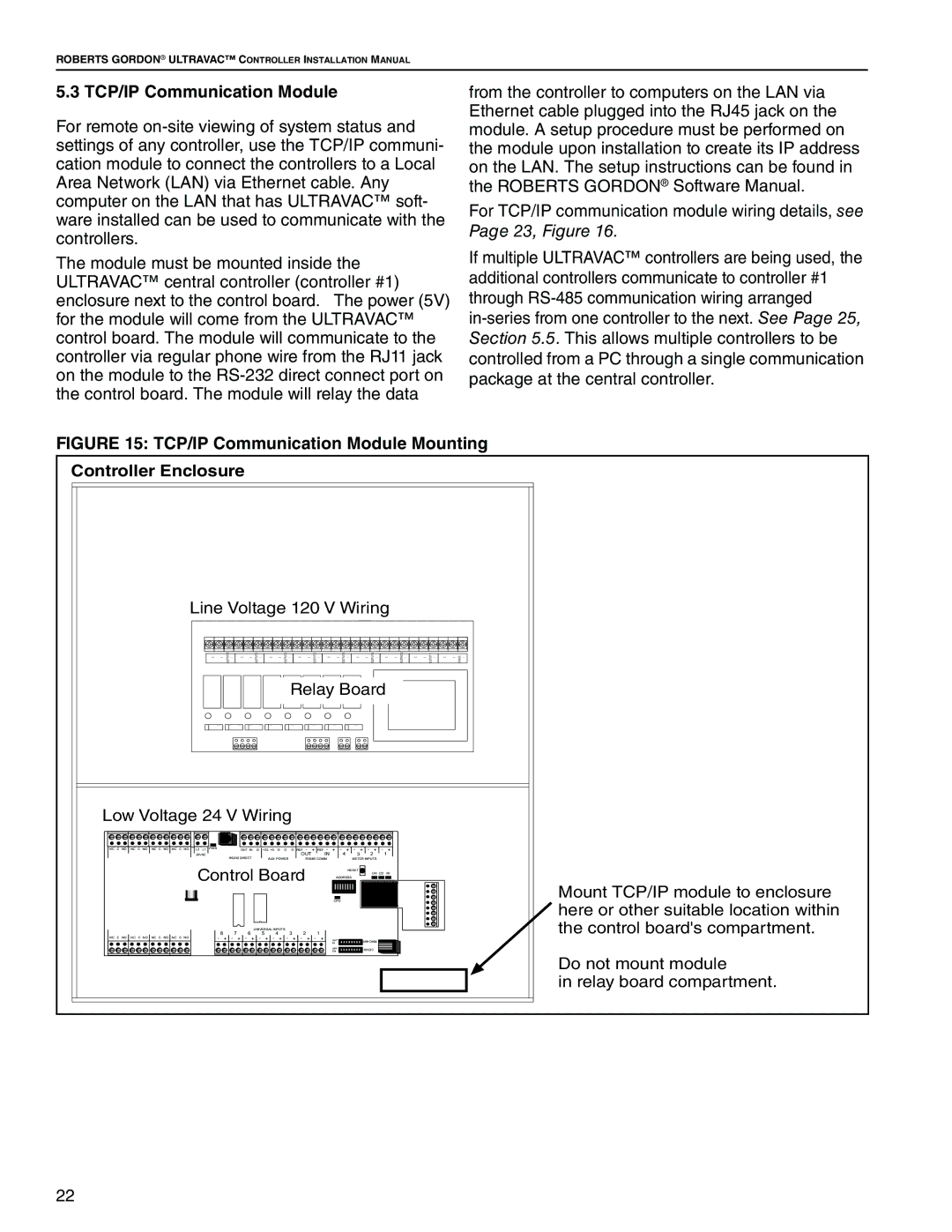 Roberts Gorden NEMA 4 installation manual TCP/IP Communication Module Mounting 