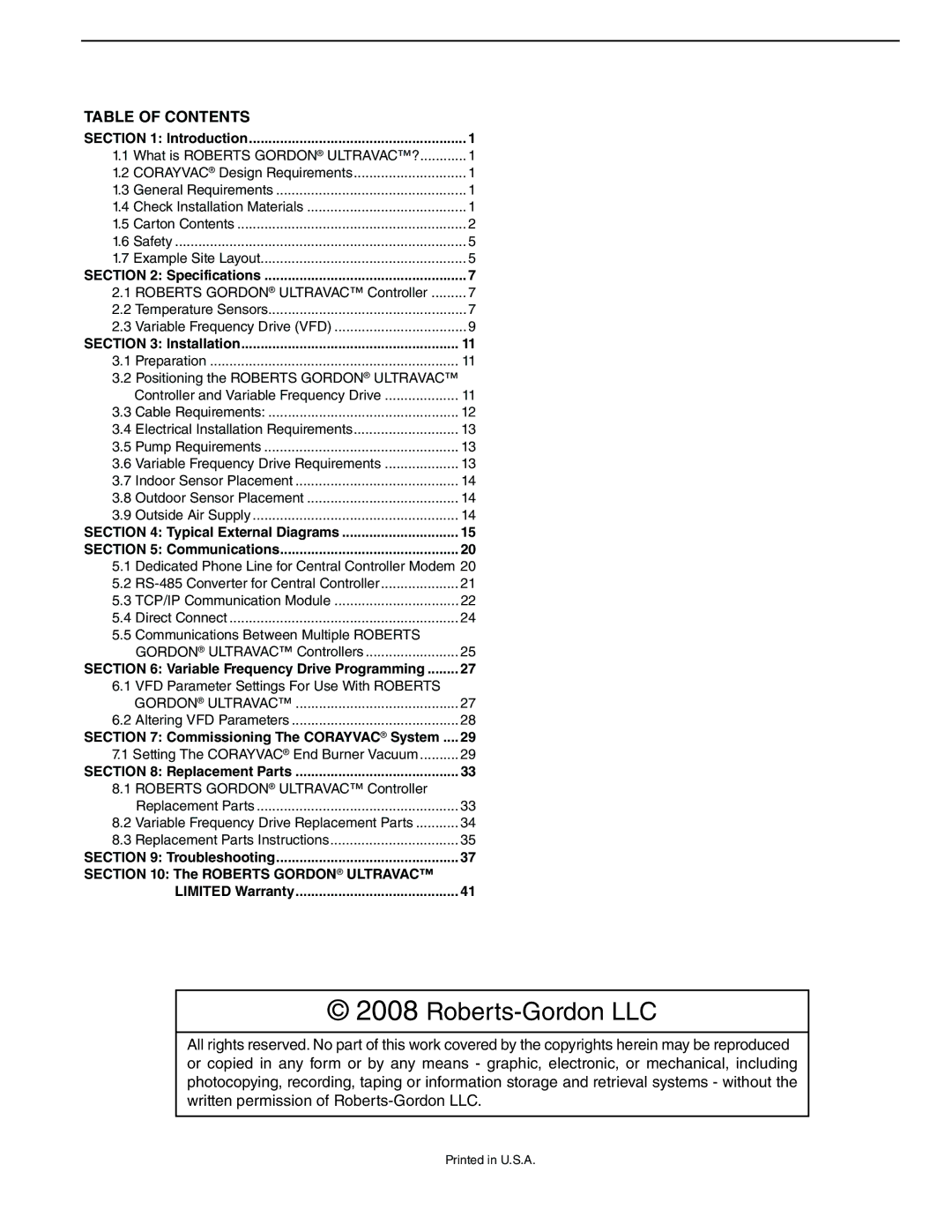 Roberts Gorden NEMA 4 installation manual Roberts-Gordon LLC 