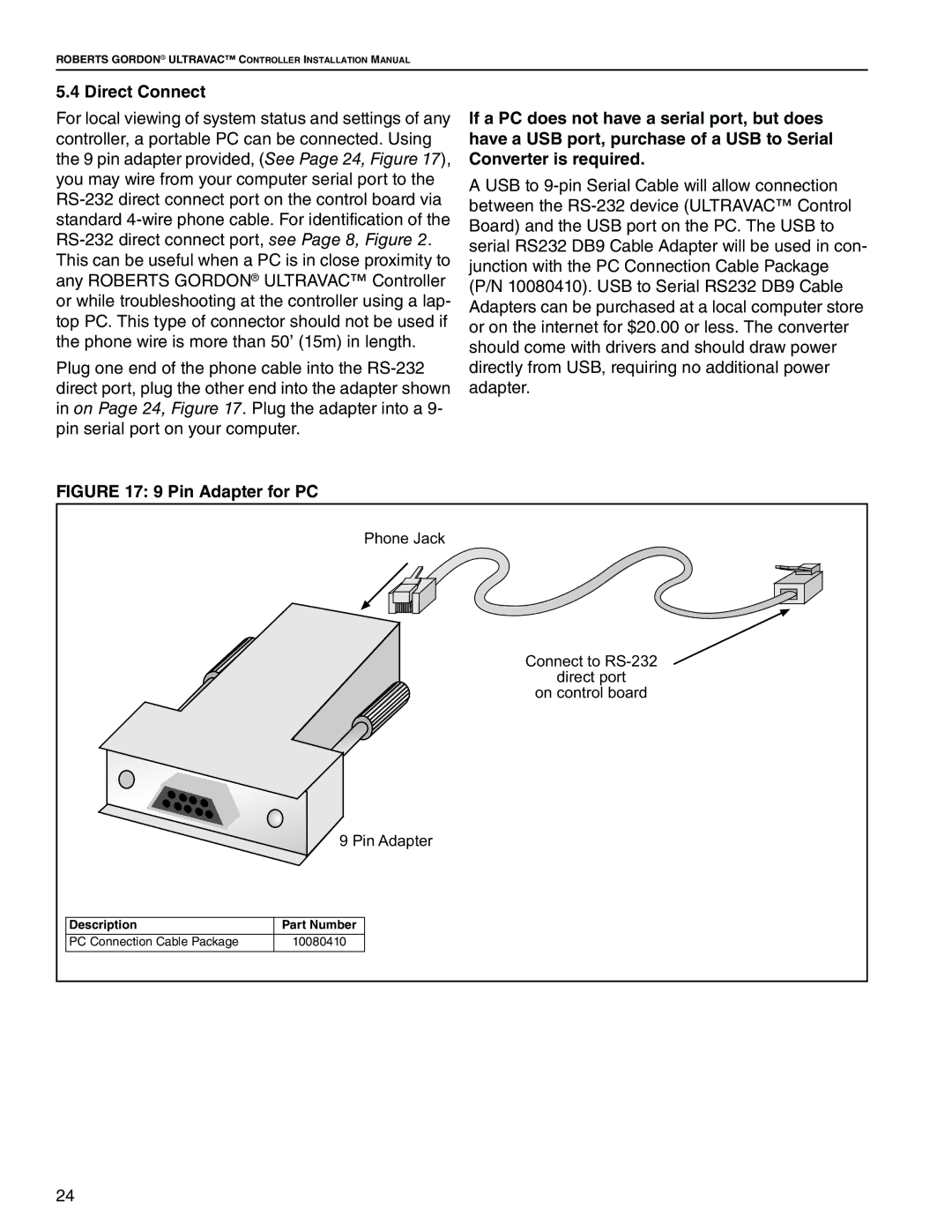 Roberts Gorden NEMA 4 installation manual Direct Connect 