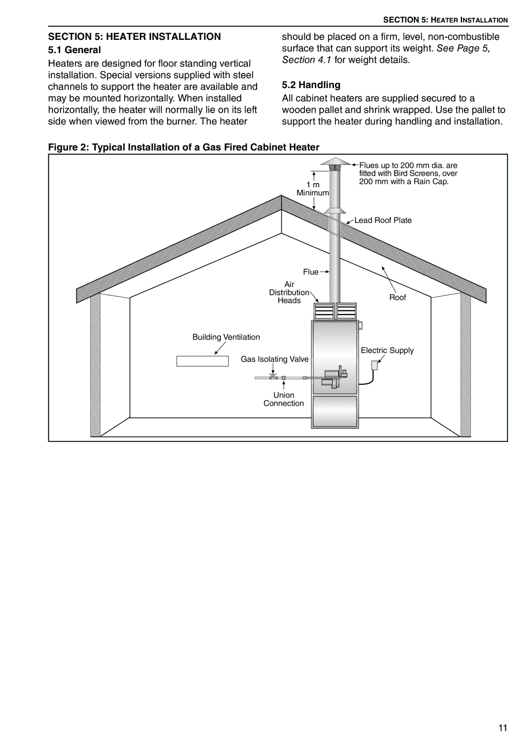 Roberts Gorden POP-ECA/PGP-ECA 015 to 0100 service manual Heater Installation 5.1 General, Handling 