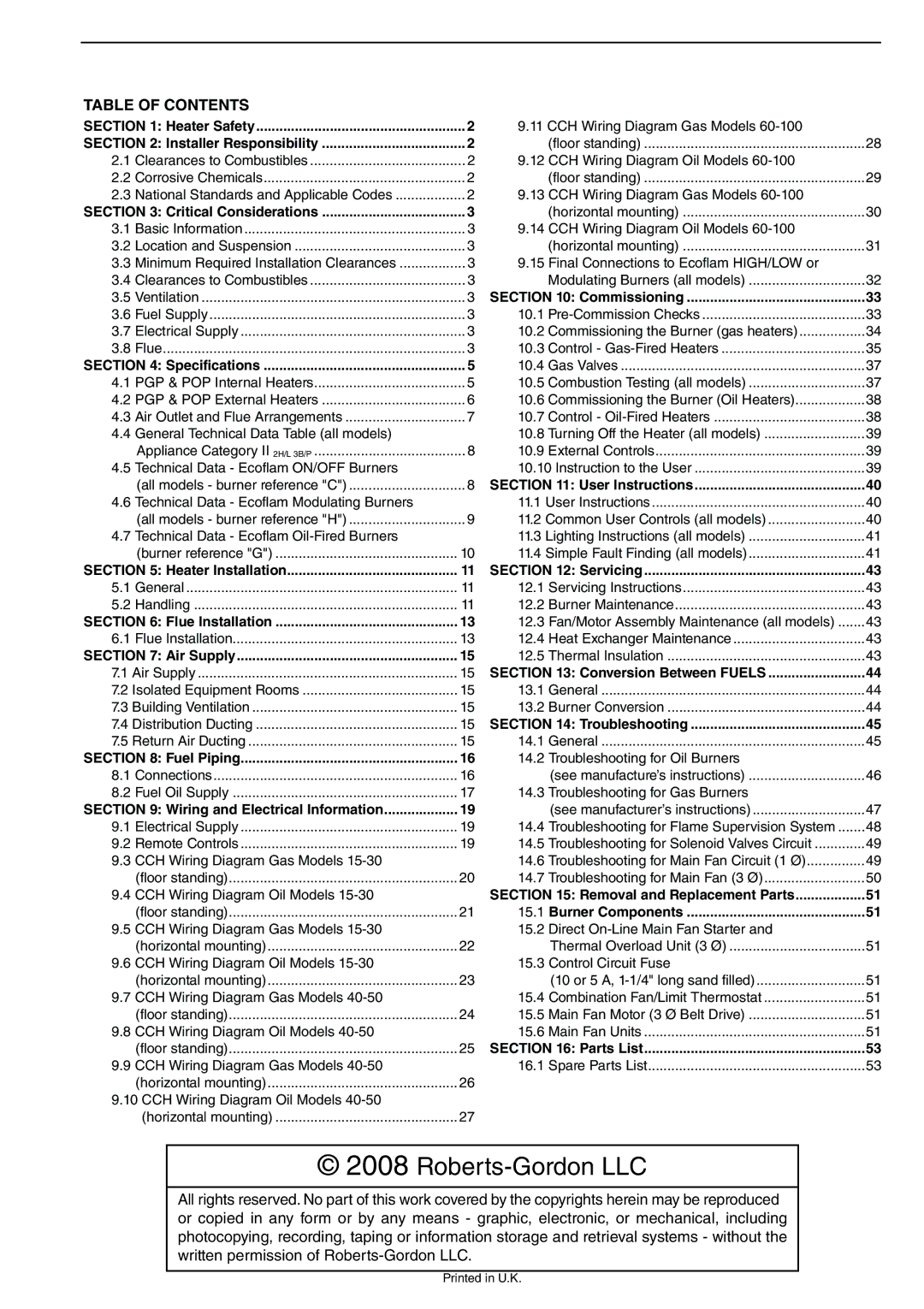 Roberts Gorden POP-ECA/PGP-ECA 015 to 0100 service manual Roberts-Gordon LLC 