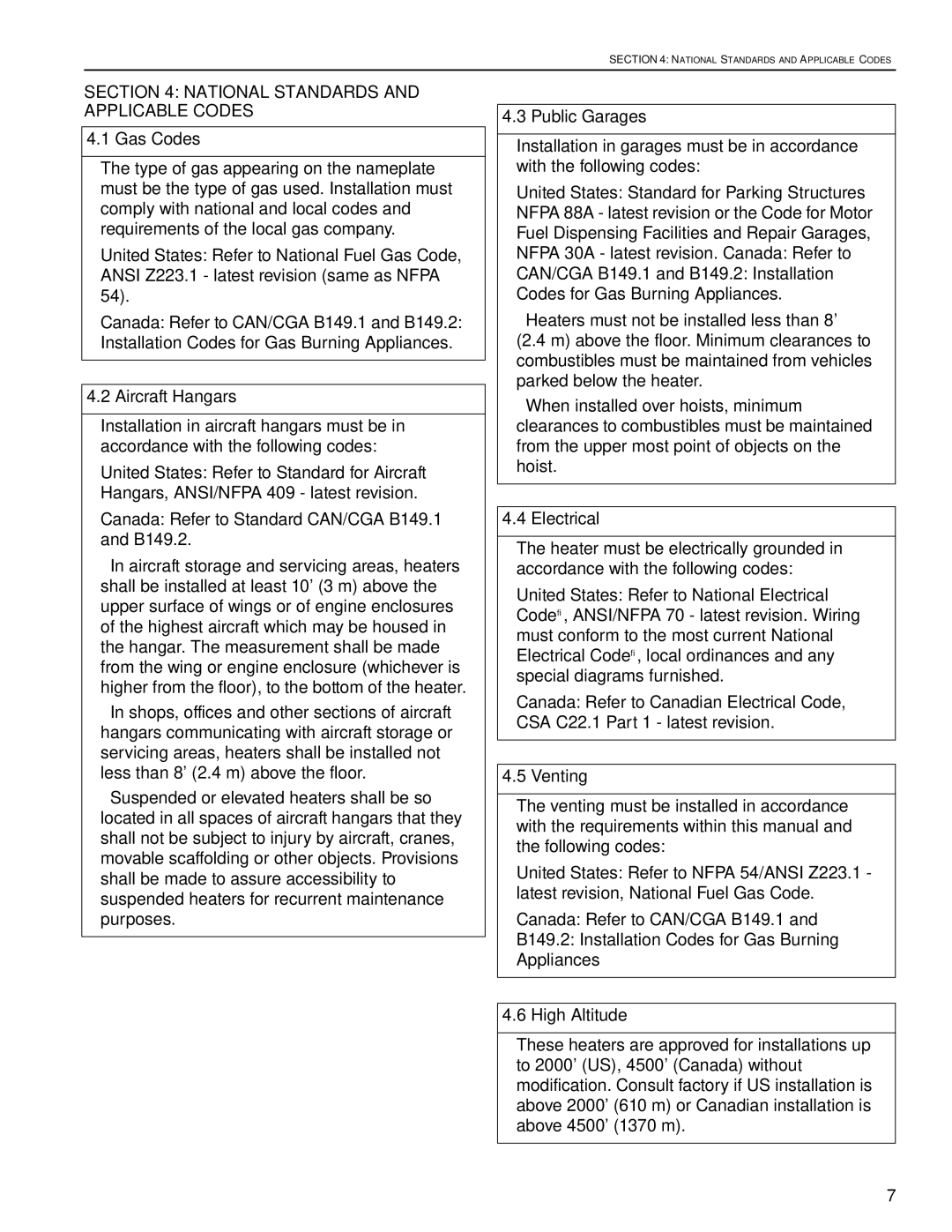 Roberts Gorden TF-380, TF-350, TF-300, TF-120, TF-200, TF-160, TF-250 service manual National Standards and Applicable Codes 