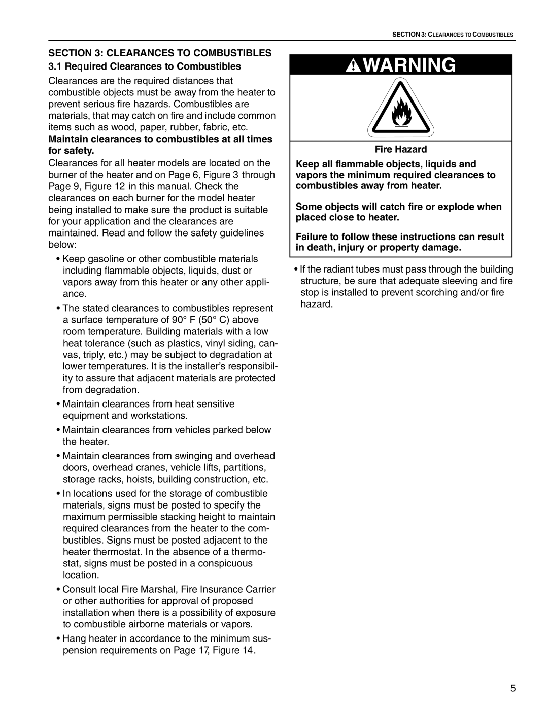 Roberts Gorden TF-160, TF-350, TF-300, TF-120, TF-200, TF-250, TF-380 service manual Clearances are the required distances that 