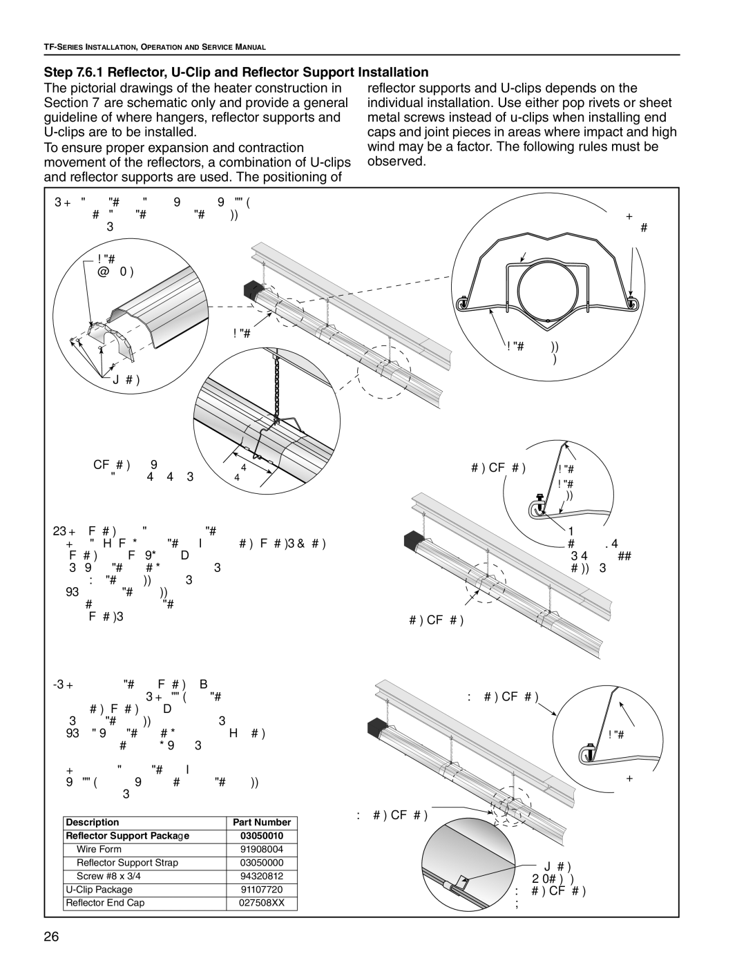 Roberts Gorden TF-160, TF-350, TF-300, TF-120, TF-200, TF-250, TF-380 Reflector, U-Clip and Reflector Support Installation 