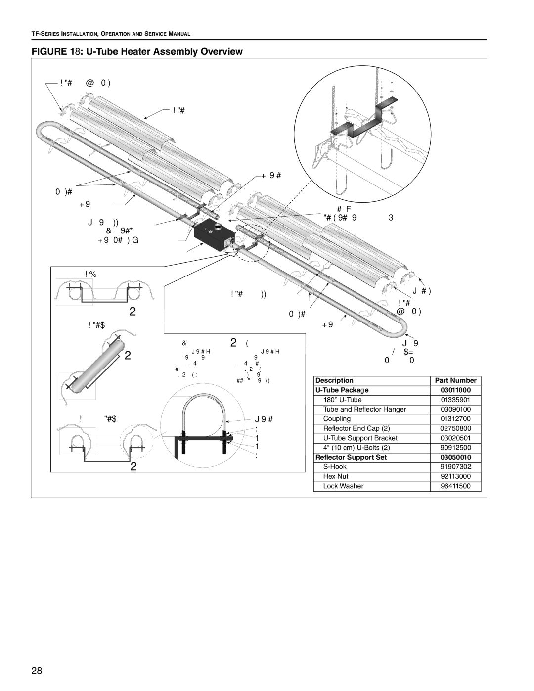 Roberts Gorden TF-380, TF-350, TF-300, TF-120, TF-200, TF-160 Tube Heater Assembly Overview, Tube, Standard Tube, Opposite 