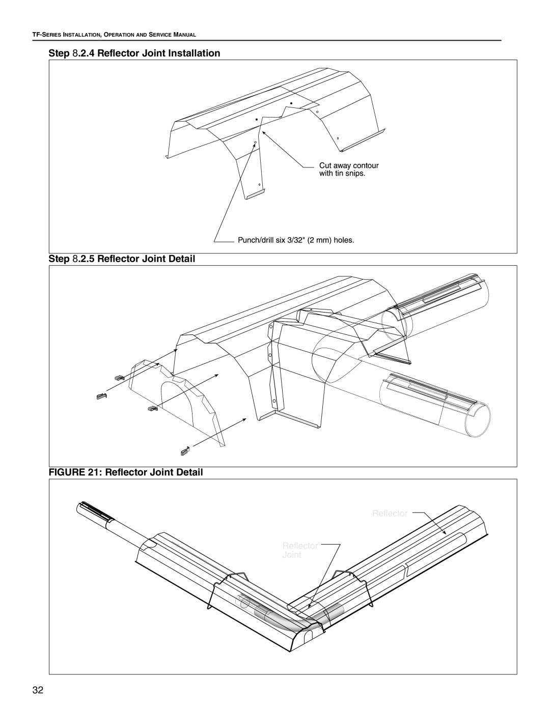 Roberts Gorden TF-200, TF-350, TF-300, TF-120, TF-160, TF-250, TF-380 Reflector Joint Installation 5 Reflector Joint Detail 