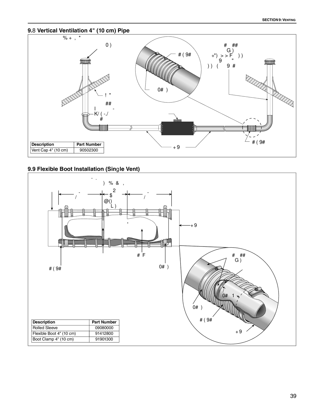 Roberts Gorden TF-200, TF-350 Vertical Ventilation 4 10 cm Pipe, Flexible Boot Installation Single Vent, For Single Vent 