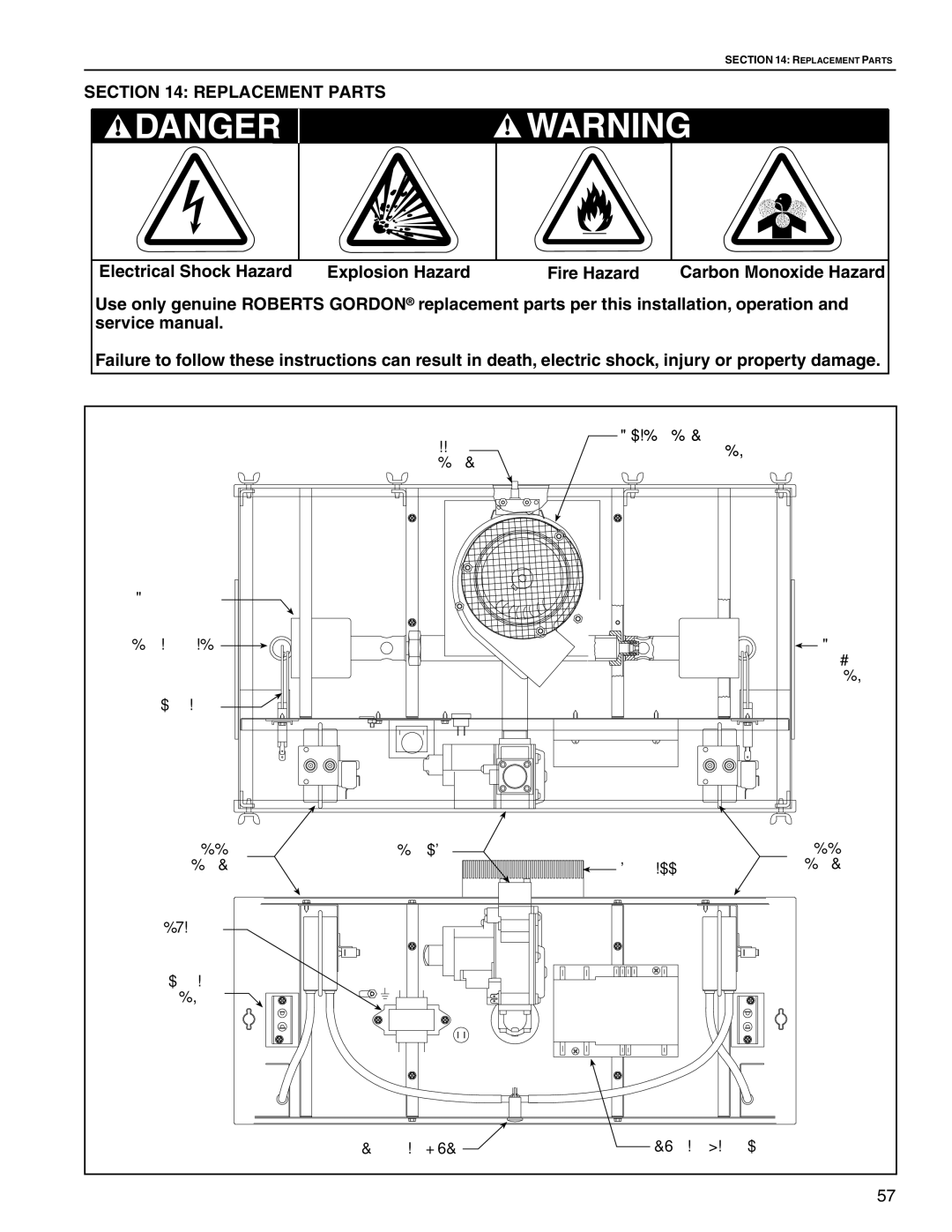 Roberts Gorden TF-350, TF-300, TF-120, TF-200, TF-160, TF-250, TF-380 service manual Replacement Parts 