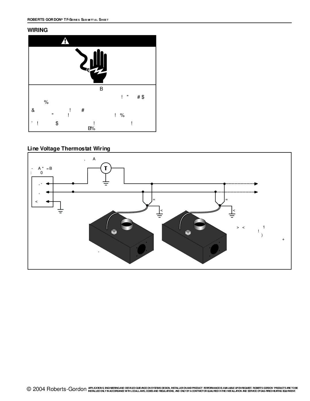 Roberts Gorden TF-Series service manual Line Voltage Thermostat Wiring 