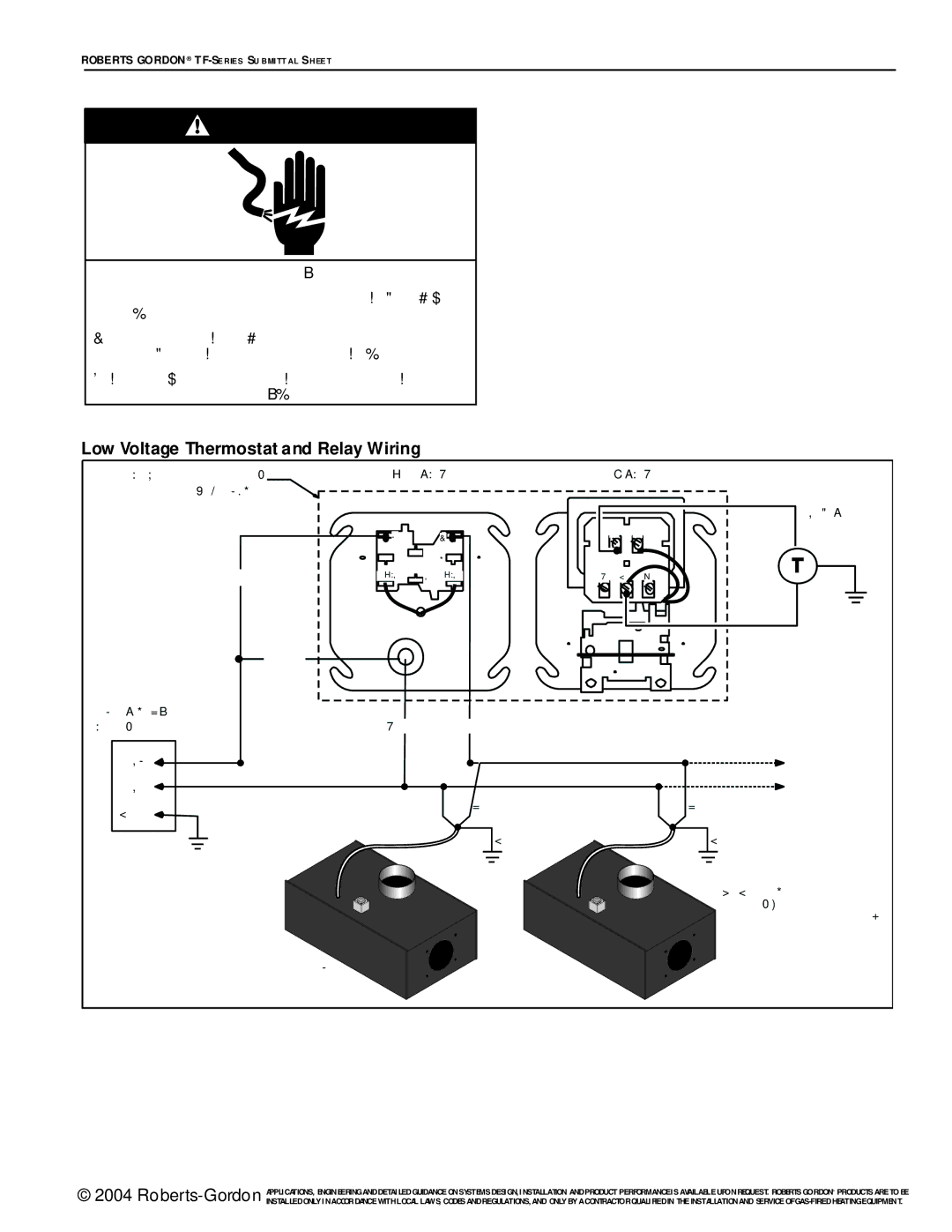 Roberts Gorden TF-Series service manual Low Voltage Thermostat and Relay Wiring, Front View Back View 