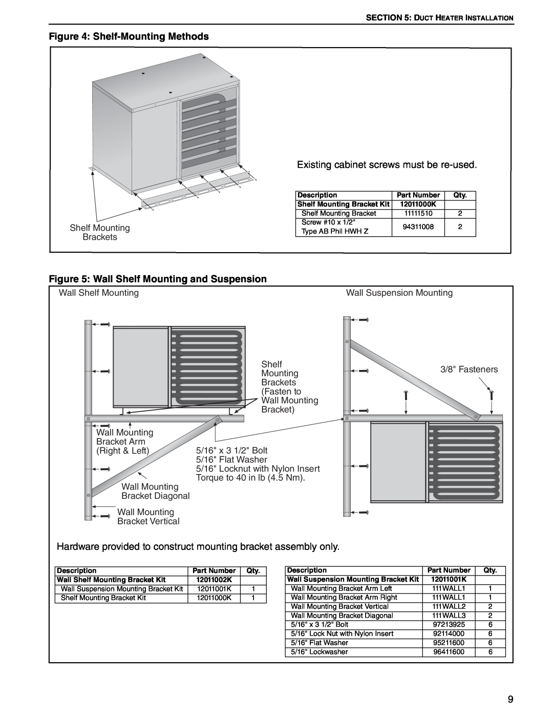 Roberts Gorden UHD[X][S][R] 125, UHD[X][S][R] 75 service manual Shelf-MountingMethods, Wall Shelf Mounting and Suspension 
