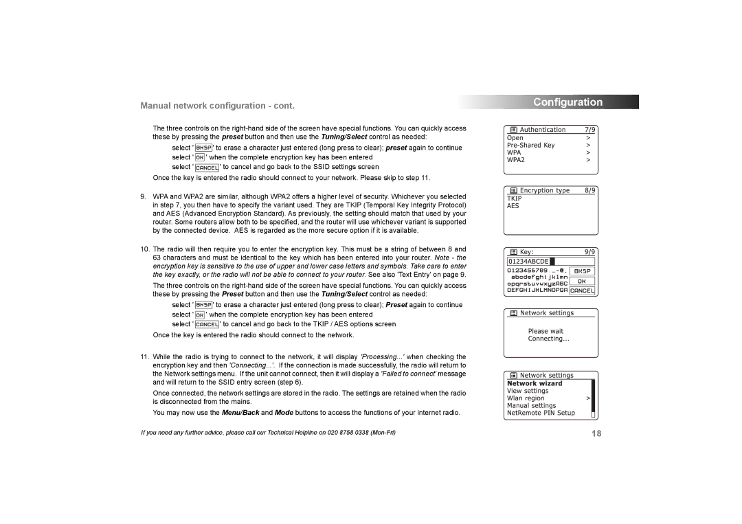 Roberts Radio 105 manual Conﬁguration 