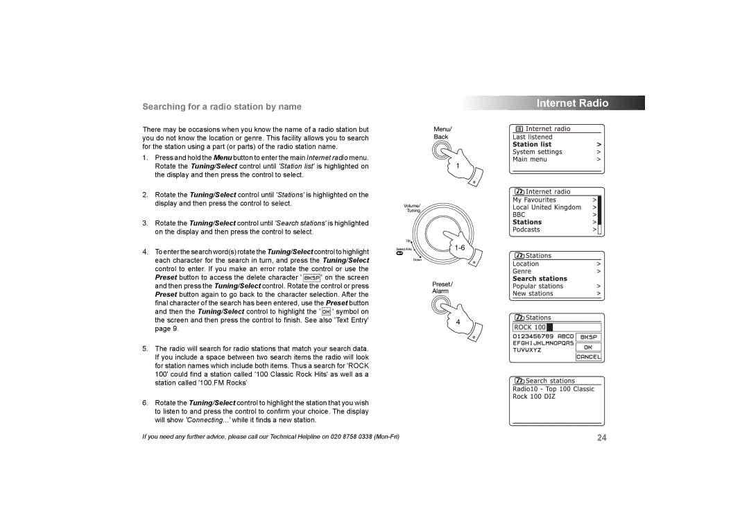 Roberts Radio 105 manual Searching for a radio station by name 