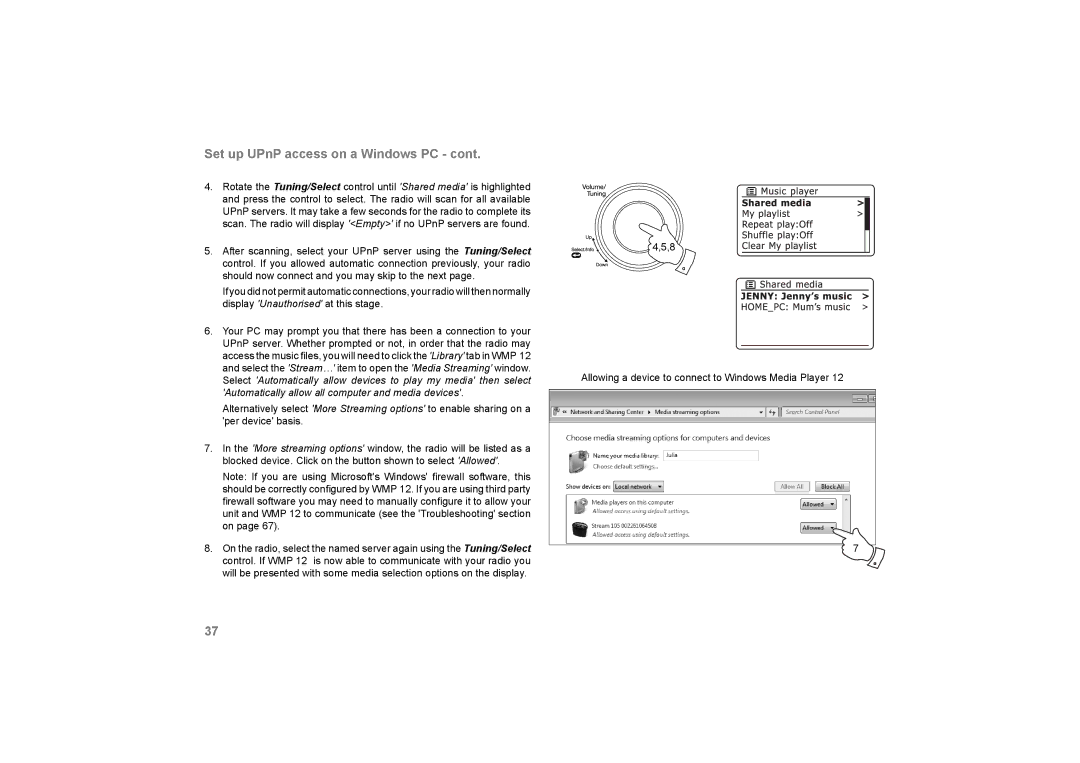 Roberts Radio 105 manual Set up UPnP access on a Windows PC 