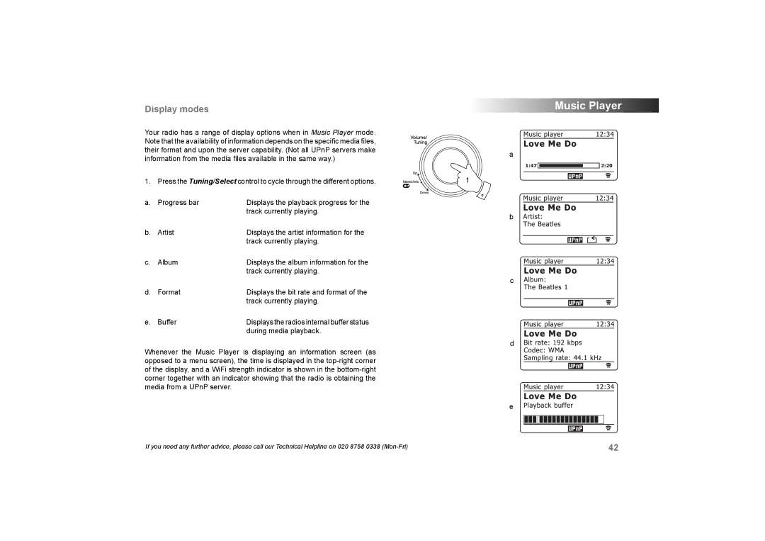 Roberts Radio 105 manual Display modes 