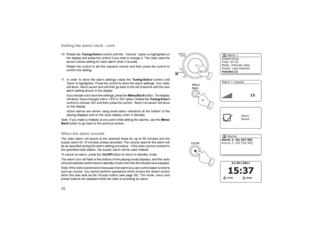 Roberts Radio 105 manual When the alarm sounds 