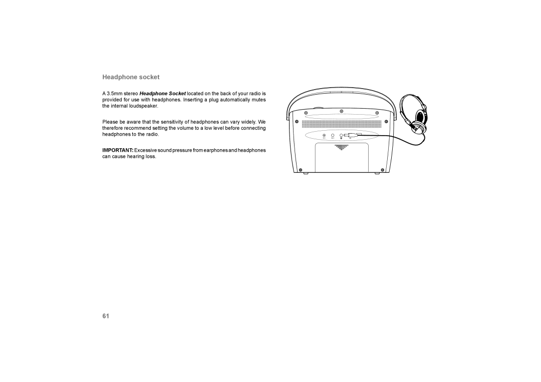 Roberts Radio 105 manual Headphone socket 