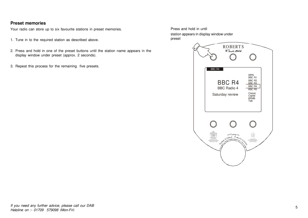 Roberts Radio 2000 manual Preset memories, Pre s 