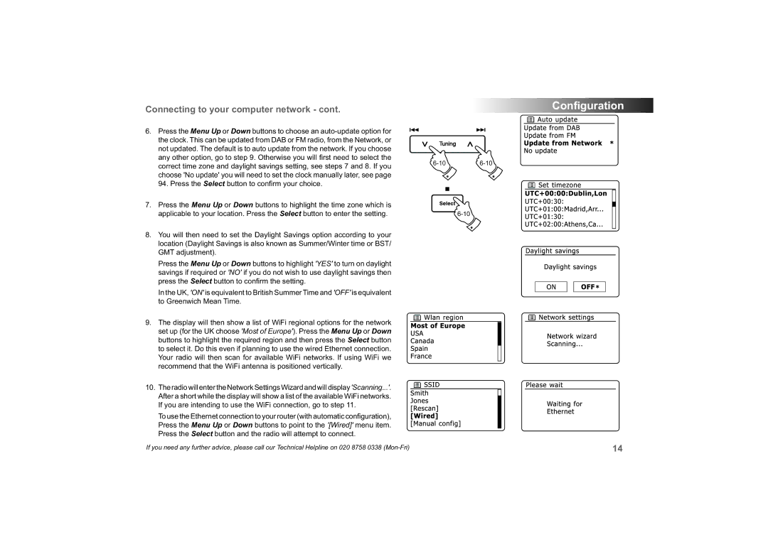 Roberts Radio 63I manual Conﬁguration, Connecting to your computer network 