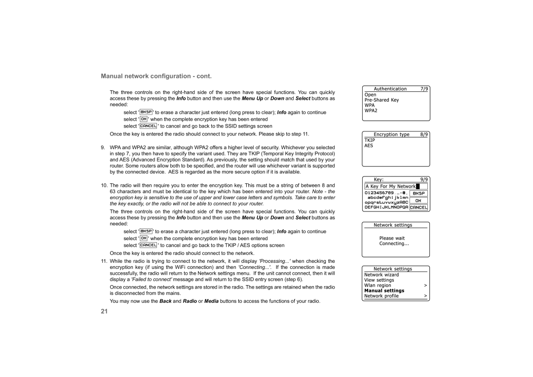 Roberts Radio 63I manual Manual network conﬁguration 