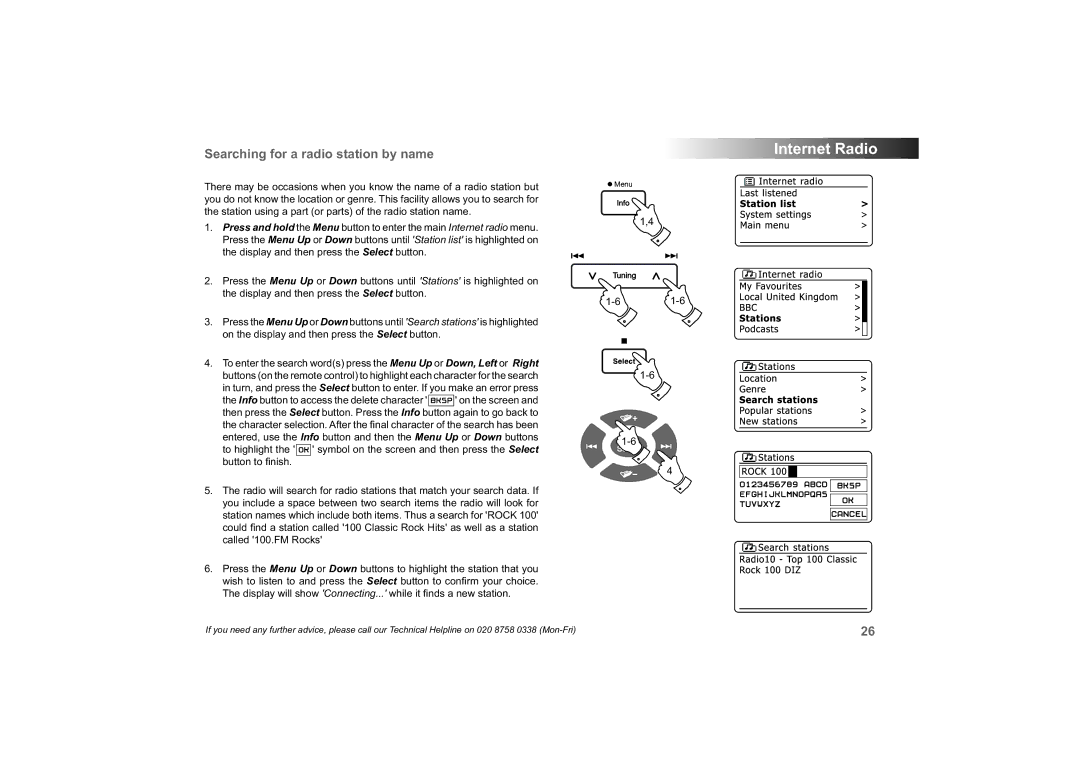 Roberts Radio 63I manual Searching for a radio station by name 