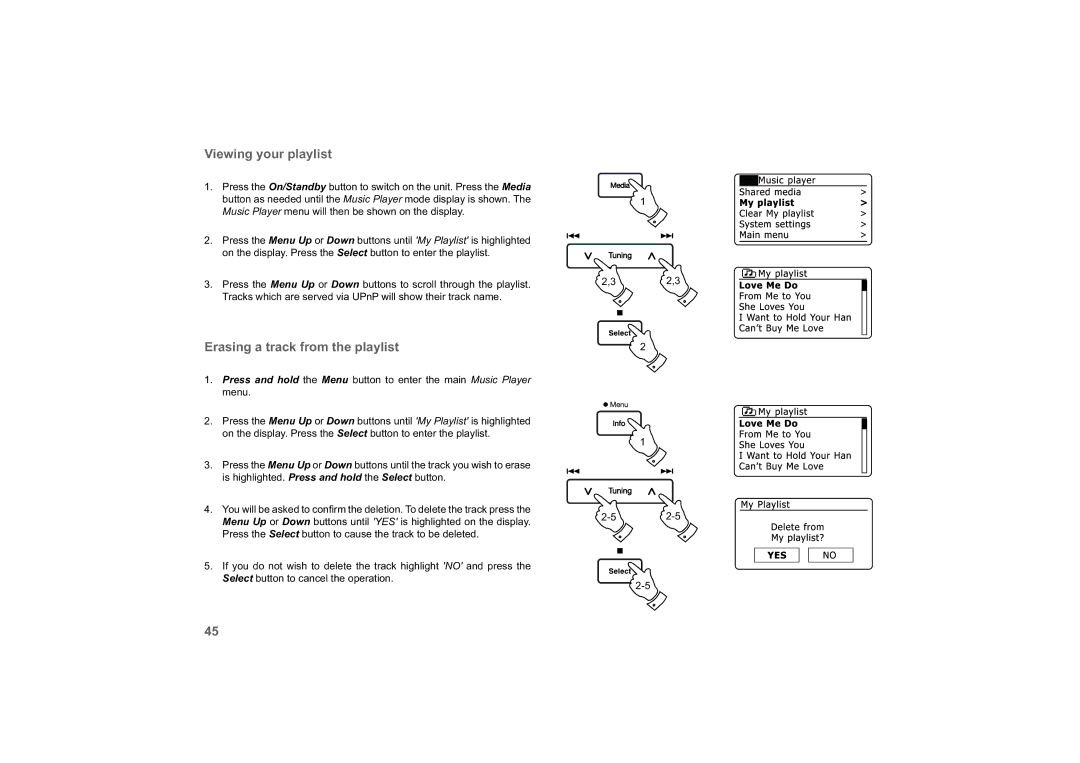 Roberts Radio 63I manual Viewing your playlist, Erasing a track from the playlist 