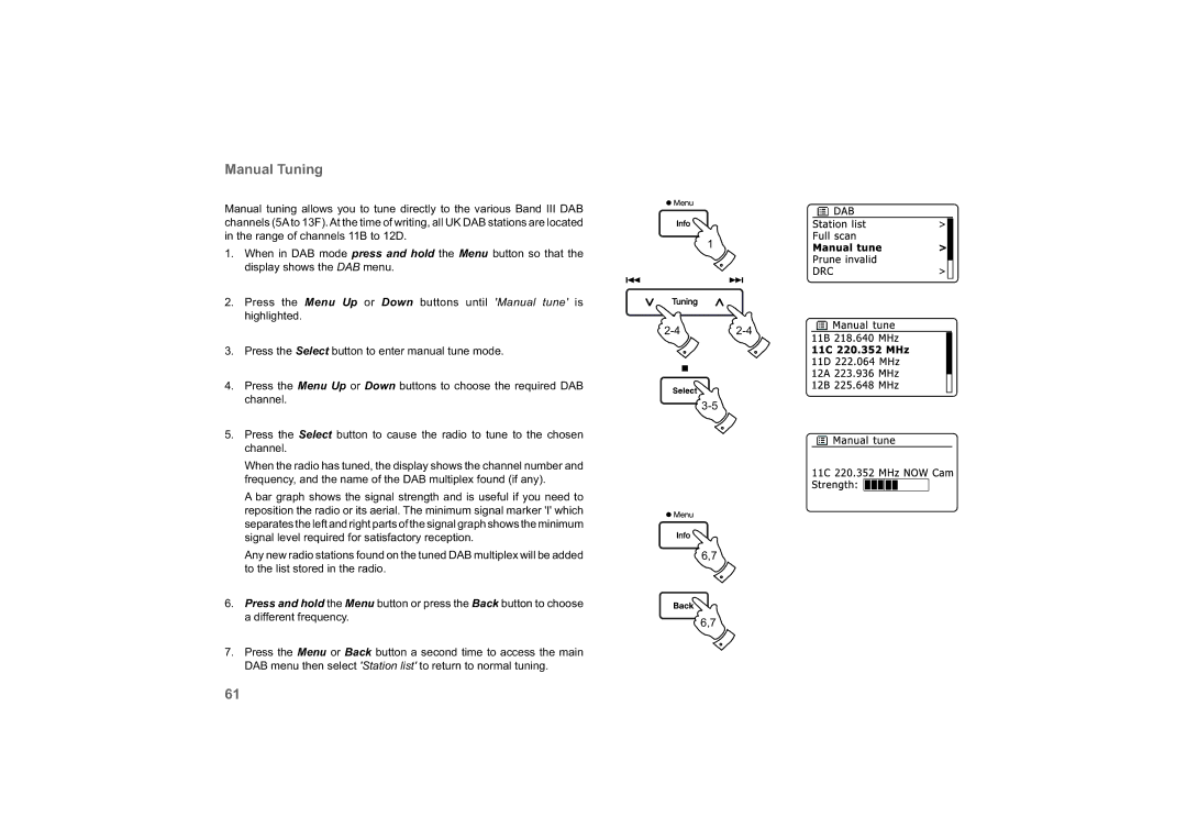 Roberts Radio 63I manual Manual Tuning 