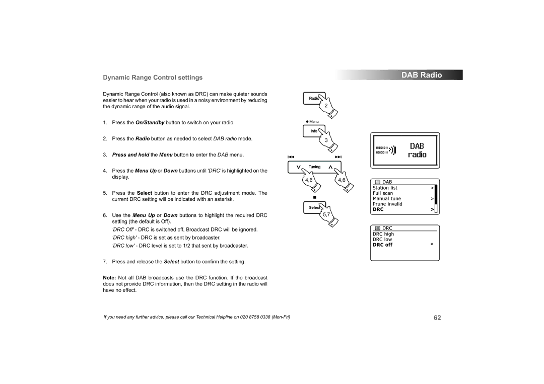 Roberts Radio 63I manual Dynamic Range Control settings 