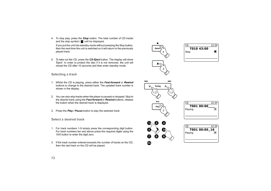 Roberts Radio 63I manual Selecting a track, Select a desired track 