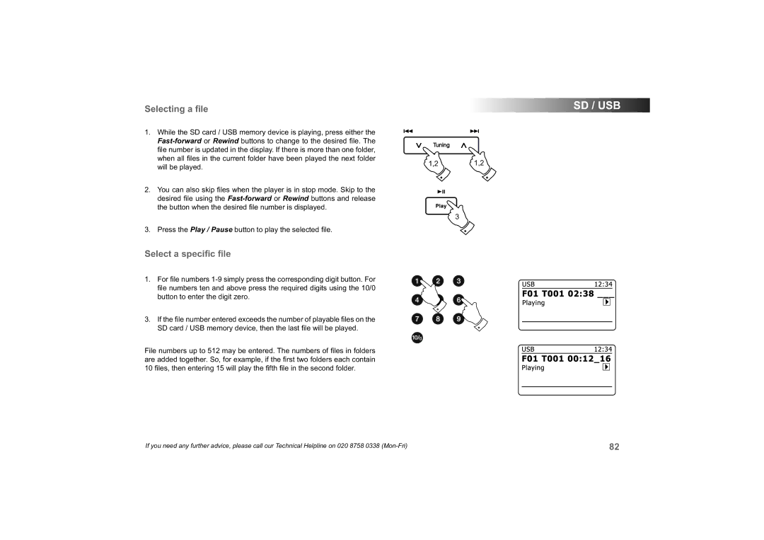 Roberts Radio 63I manual Selecting a ﬁle 