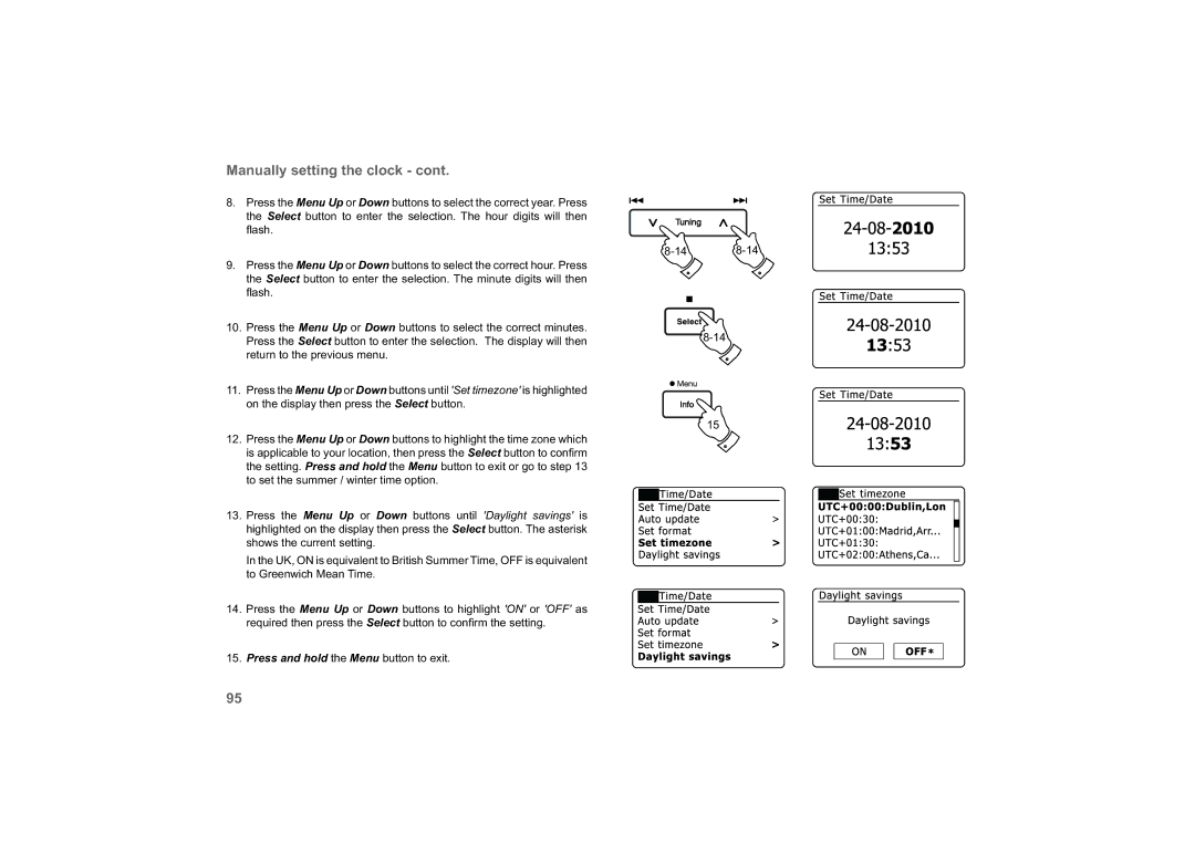 Roberts Radio 63I manual Press and hold the Menu button to exit 