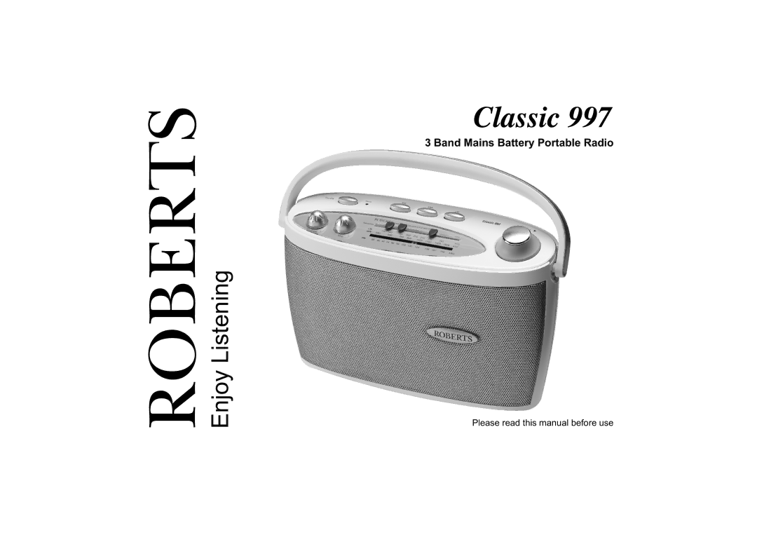 Roberts Radio 997 manual Enjoy Listening 