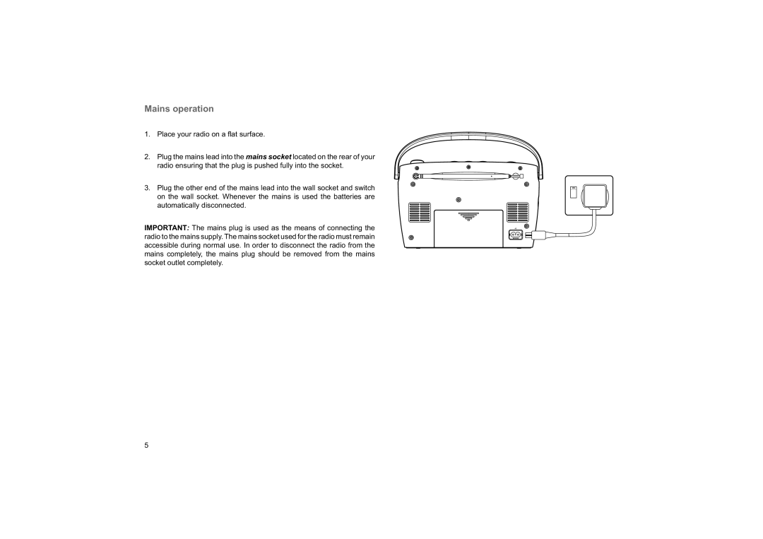 Roberts Radio 997 manual Mains operation 