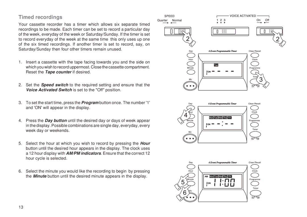 Roberts Radio C9950 manual Timed recordings 