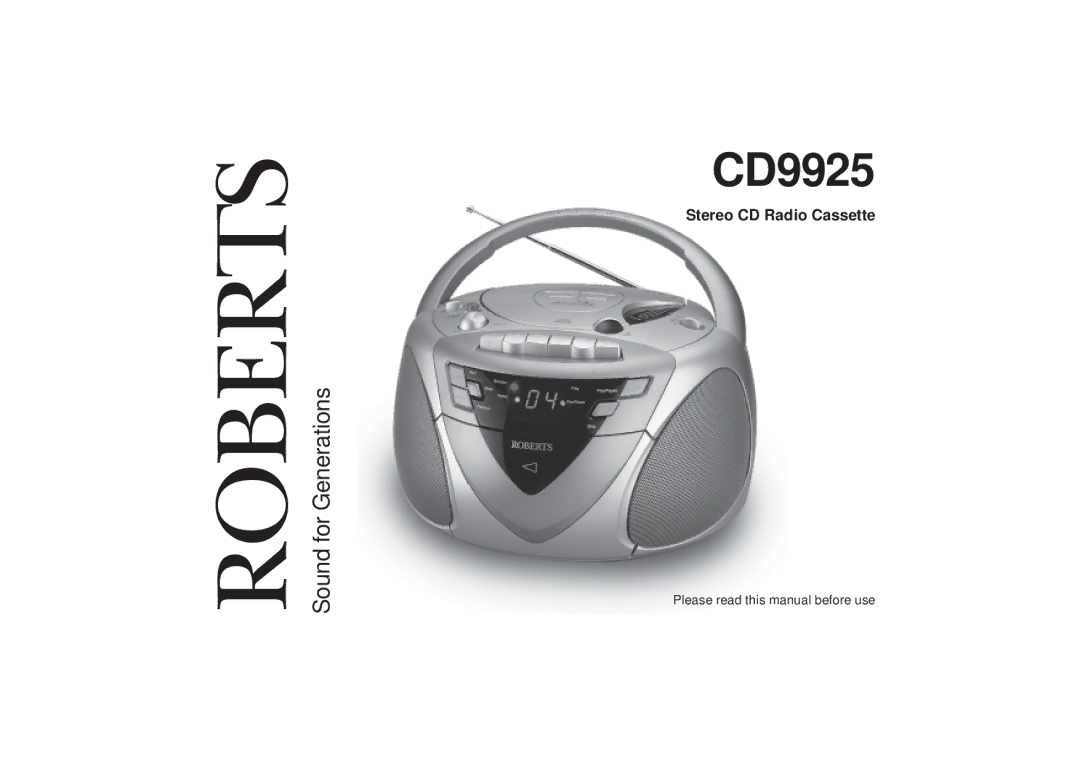 Roberts Radio CD9925 manual Roberts 