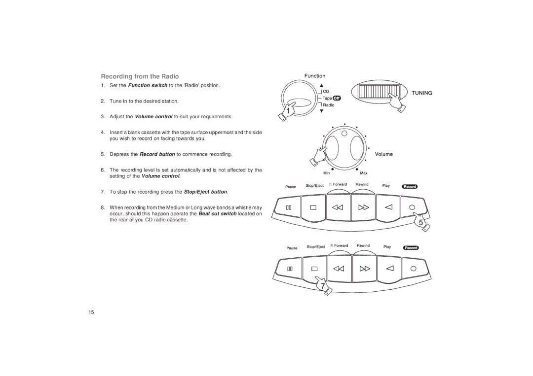 Roberts Radio CD9925 manual Recording from the Radio 