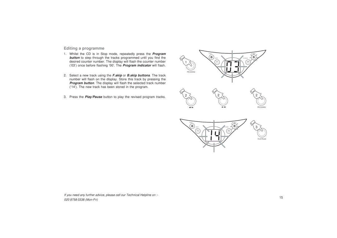 Roberts Radio CD9959 manual Editing a programme 