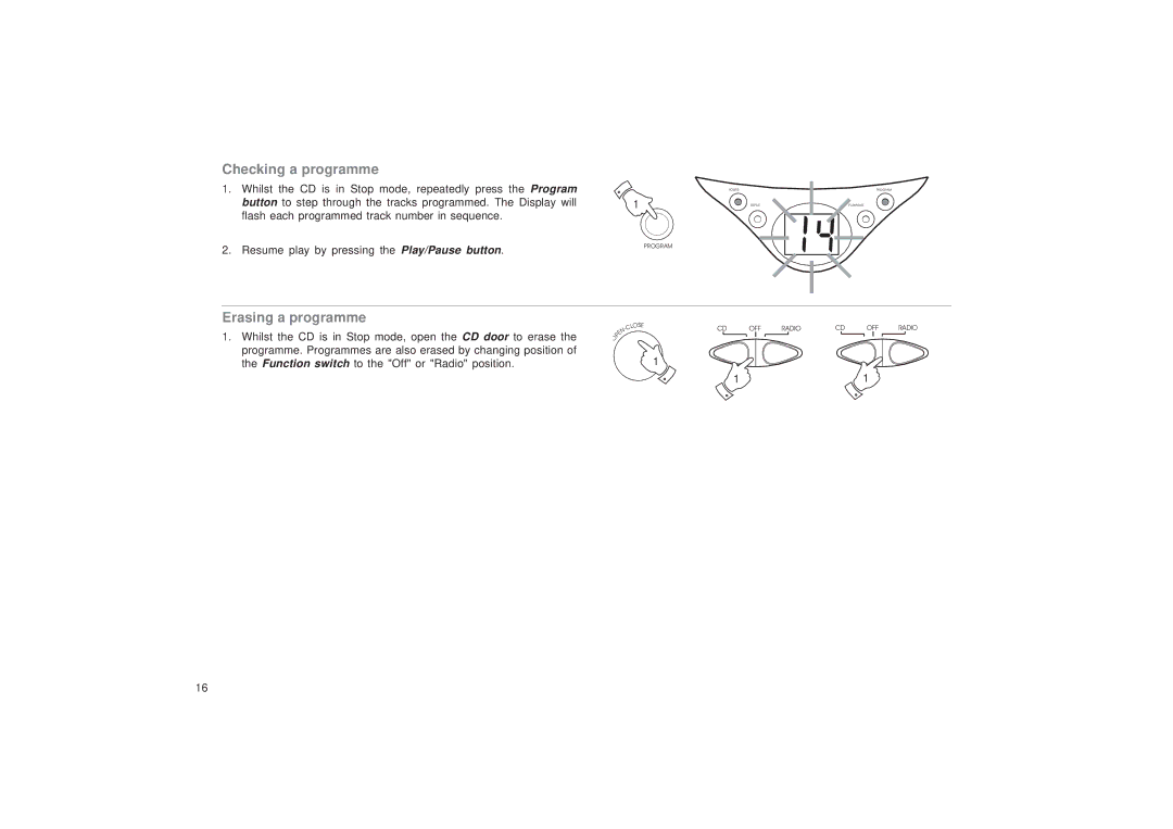 Roberts Radio CD9959 manual Checking a programme, Erasing a programme 