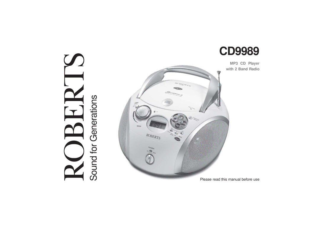 Roberts Radio CD9989 manual MP3 CD Player with 2 Band Radio 