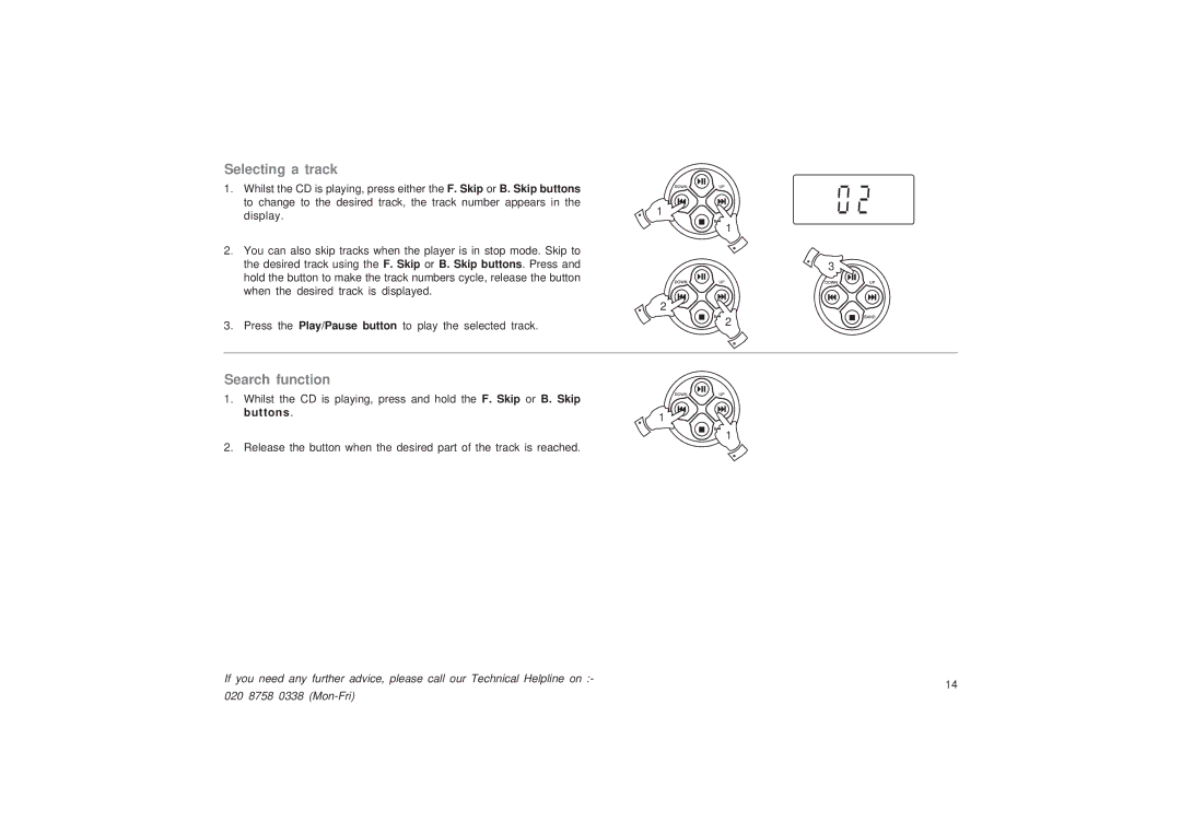 Roberts Radio CD9989 manual Selecting a track, Search function 